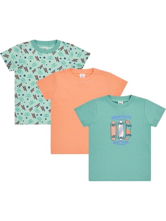 3-PackToddler Boys' Graphic & Solid T-Shirts, Short Sleeve, Sizes 12M-4T