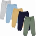 thumbnail image 1 of Cudlie 5-Pack Toddler Boys' Jogger Pants, Lightweight Tapered Sweatpants, Soft Cotton Blend, Sizes 3M–4T, 1 of 10