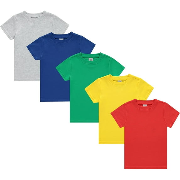 Cudlie 5-Pack Toddler Boys’ T-Shirts – Soft Cotton Tees for 12M to 4T – Solid Colors, Everyday Value, Soft and Comfy Basics for Play, Preschool & More - Active Pack