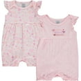 thumbnail image 1 of Cudlie 2-Pack Baby Girl Rompers – Soft Cotton, Everyday Comfort, 1 of 7
