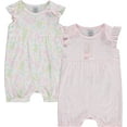 thumbnail image 1 of Cudlie 2-Pack Baby Girl Rompers – Soft Cotton, Everyday Comfort, 1 of 7