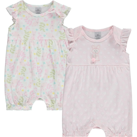 Cudlie 2-Pack Baby Girl Rompers – Soft Cotton, Everyday Comfort