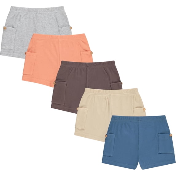 Cudlie Boys' 5-Pack Baby & Toddler Shorts, Sizes 12M–4T – Durable Shorts for Everyday Play & Daycare