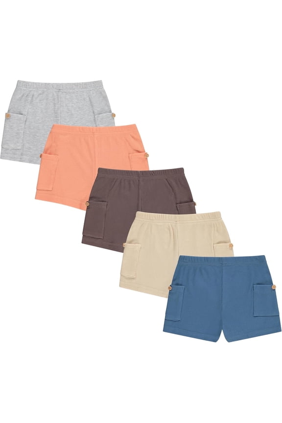 Boys' 5-Pack Baby & Toddler Shorts, Sizes 12M–4T – Durable Shorts for Everyday Play & Daycare