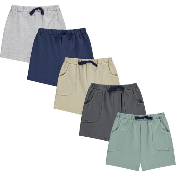 Cudlie Boys' 5-Pack Baby & Toddler Shorts, Sizes 12M–4T – Durable Shorts for Everyday Play & Daycare
