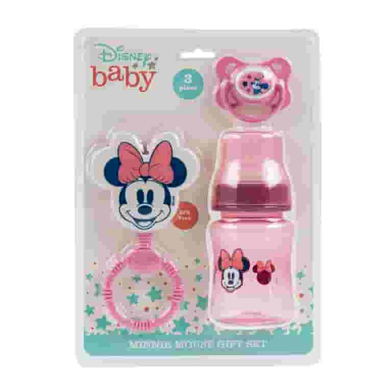Cudlie Disney Minnie Mouse 3Pc Gift Set- Rattle, Baby Bottle