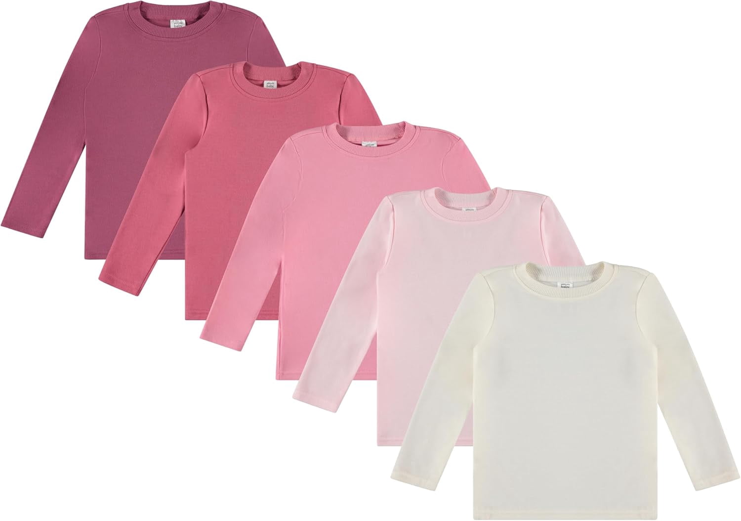 Cudlie Toddler Girls’ 5-Pack Long Sleeve Tees, Cotton Blend Crewnecks ...