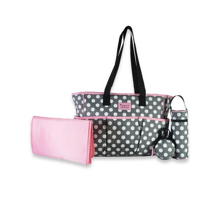 Cudlie Tote Diaper Bag and Changing Pad, Minnie Mouse Polka Dot Print Large