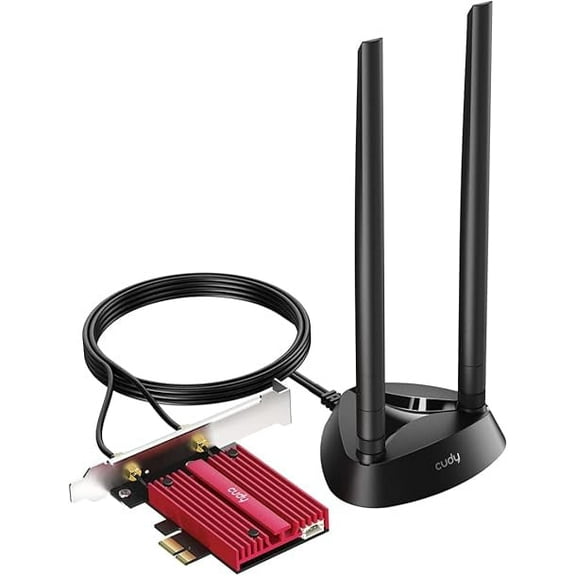 Cudy New AX5400 WiFi 6E PCIe Card, Bluetooth 5.2 PCIe Adapter, AX210 Inside,Tri Band Wireless Adapter, Bluetooth 5.2, Low-Profile Bracket, WPA3, MU-MIMO, OFDMA, Heat Sink, Windows 11, 10, WE4000