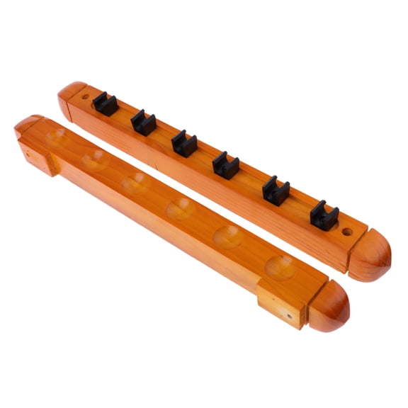 Cue Rack Only, 6 Holds Solid Wood Billiard Stick Pool Cue rack Mount with Screws Billiard Cue Racks Easy to Assemble