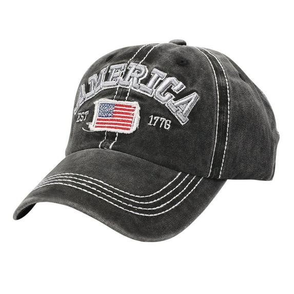 Cuekondy Baseball Caps Men's And Women's Baseball Caps With American Flag Washed And Worn Holes Adjustable Sports Sun Hats