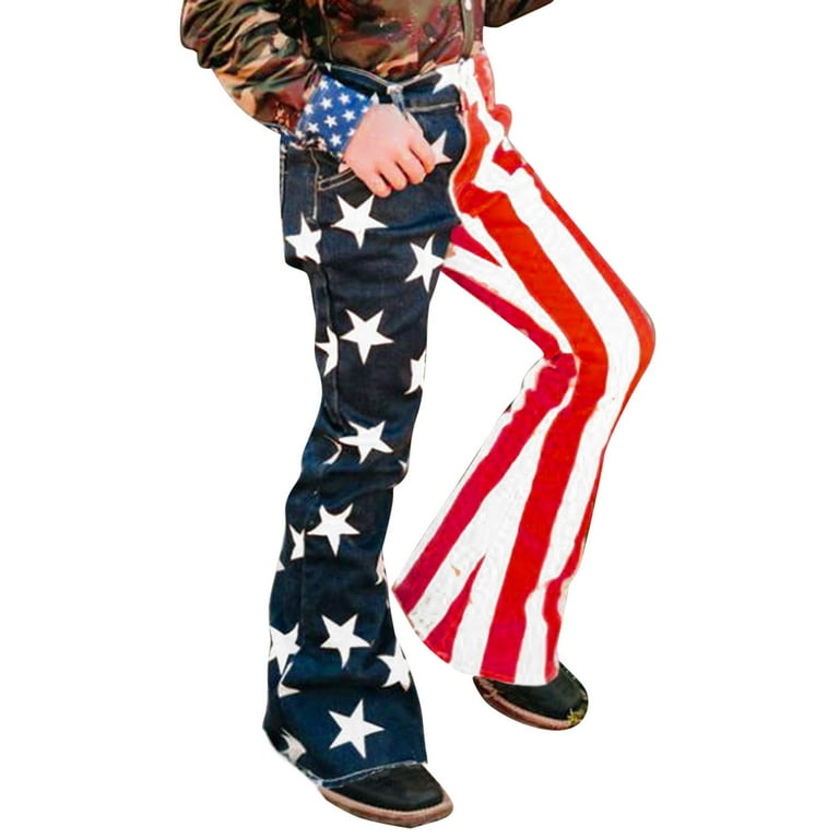 Cuekondy Children Jeans 4th Of July Independence Day American Flag Stars And Stripes Jeans Parent Children Clothing