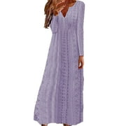 Cuekondy Dresses for Women 2024 Casual Winter Fall Long Sleeve V-Neck Fashion Dress