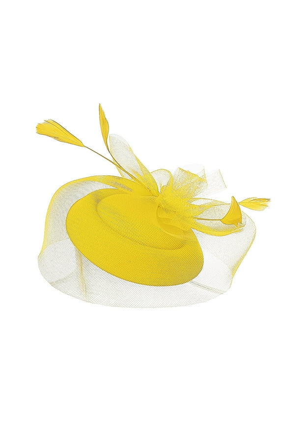 Heardband for Fascinators for Women Tea Party Headband Hat Mesh Hair Clip for Wedding Cocktail and Church Yellow Heardband