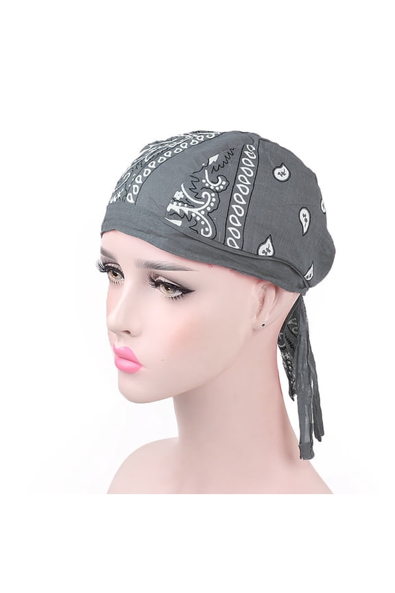 Heardband for Men Women Cotton Cap Sweat Wicking Beanie Cap Bandanna Biker Head Wrap Quick Drying Hat Biker Bandana Gray Heardband