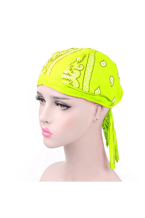 Heardband for Men Women Cotton Cap Sweat Wicking Beanie Cap Bandanna Biker Head Wrap Quick Drying Hat Biker Bandana Yellow Heardband