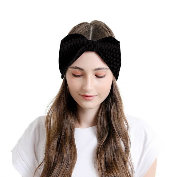 Cuekondy Heardband for Woman Adult Crochet Solid Headband Warm Bulky Crocheted Headwrap Headband Black Heardband