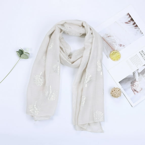 Cuekondy Scarf for Women Ladies Leaves Fashion Scarves Wrap Ity Infin Shawl Scarf Travel Scarf Beige Scarf