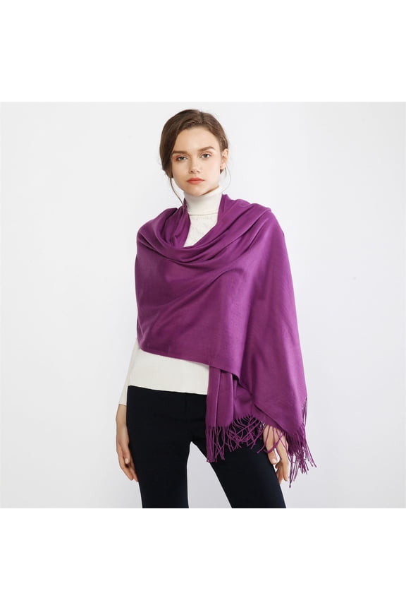 Scarf for Women Pashmina Scarf Soft Solid Plain Shawl Wrap Fashion Warm Neck with Fringes Purple Scarf