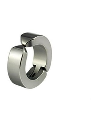 NUZYZ 1Pc Men Titanium Steel Round Non-Pierced Ear Cuff Clip Earring  Pendant for Party Club 