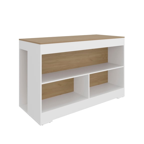 Cuenca Dining Counter Table, Freestanding Structure with 3 Open Storage Shelves
