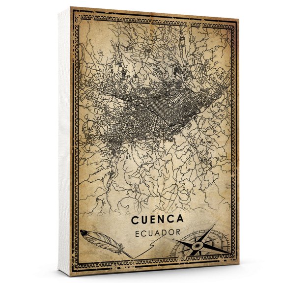 Cuenca Vintage Map Prints Canvas, Ecuador Map Art Canvas, Canvas, Cuenca Map City style vintage Canvas , Canvas Wall Art, Street Map Artwork Canvas
