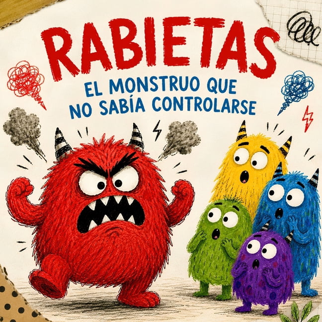 Cuentos Infantiles Ilustrados Rabietas el Monstruo que no sabía Controlarse: Cuento Infantil para Aprender a controlar el Enfado Letra mayúscula, (Paperback)