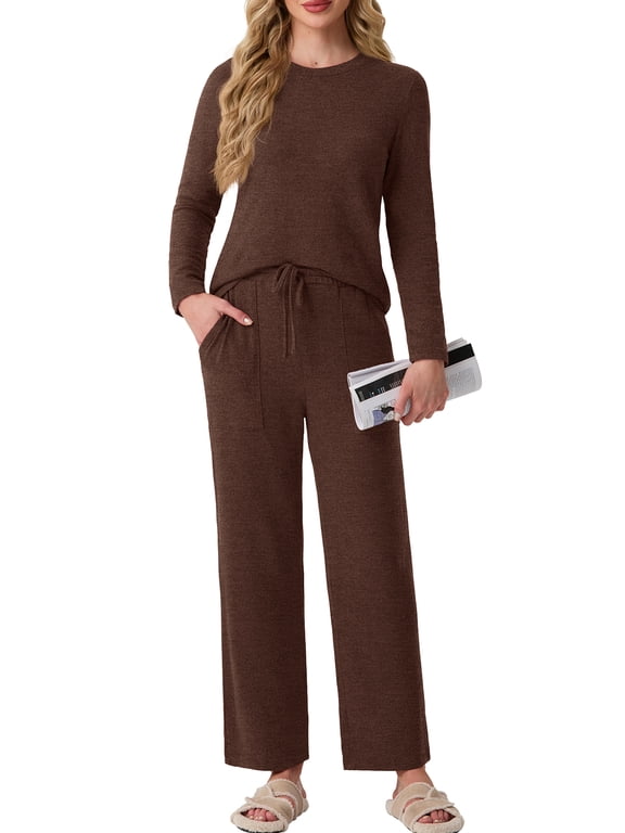 2 Piece Sets for Women Outfits Casual Long Sleeve Lounge Matching Sets Clothing with Pockets