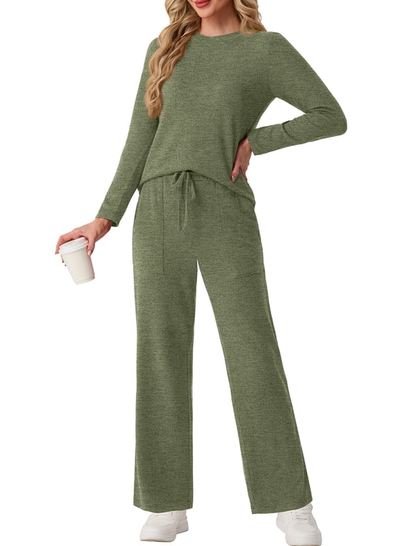 2 Piece Sets for Women Outfits Casual Long Sleeve Lounge Matching Sets Clothing with Pockets