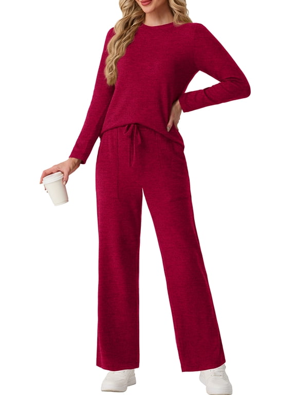2 Piece Sets for Women Outfits Casual Long Sleeve Lounge Matching Sets Clothing with Pockets