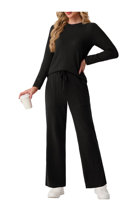 2 Piece Sets for Women Outfits Casual Long Sleeve Lounge Matching Sets Clothing with Pockets