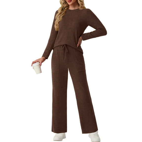 Cueply 2 Piece Sets for Women Outfits Casual Long Sleeve Lounge Matching Sets Clothing with Pockets