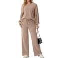 thumbnail image 1 of Cueply Two Piece Sets for Women Outfits Fall Lounge Set Sweatshirt Knit Pullover Sweater Tops Wide Leg Pants, 1 of 9