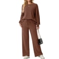 thumbnail image 1 of Cueply Two Piece Sets for Women Outfits Fall Lounge Set Sweatshirt Knit Pullover Sweater Tops Wide Leg Pants, 1 of 8