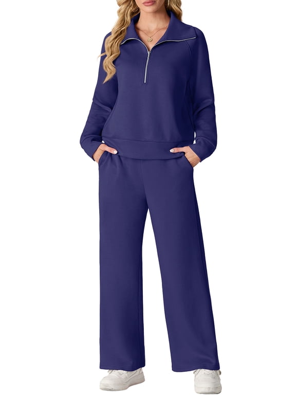 2 Piece Sets for Women Outfits Sweatsuits Long Sleeve Sweatshirts Sweatpant Lounge Set with Pockets