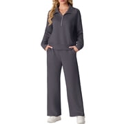 2 Piece Sets for Women Outfits Sweatsuits Long Sleeve Sweatshirts Sweatpant Lounge Set with Pockets