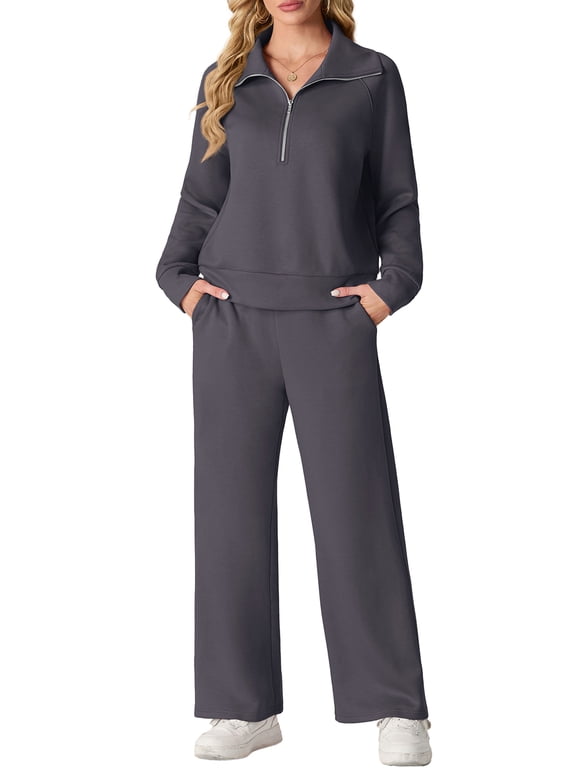 2 Piece Sets for Women Outfits Sweatsuits Long Sleeve Sweatshirts Sweatpant Lounge Set with Pockets