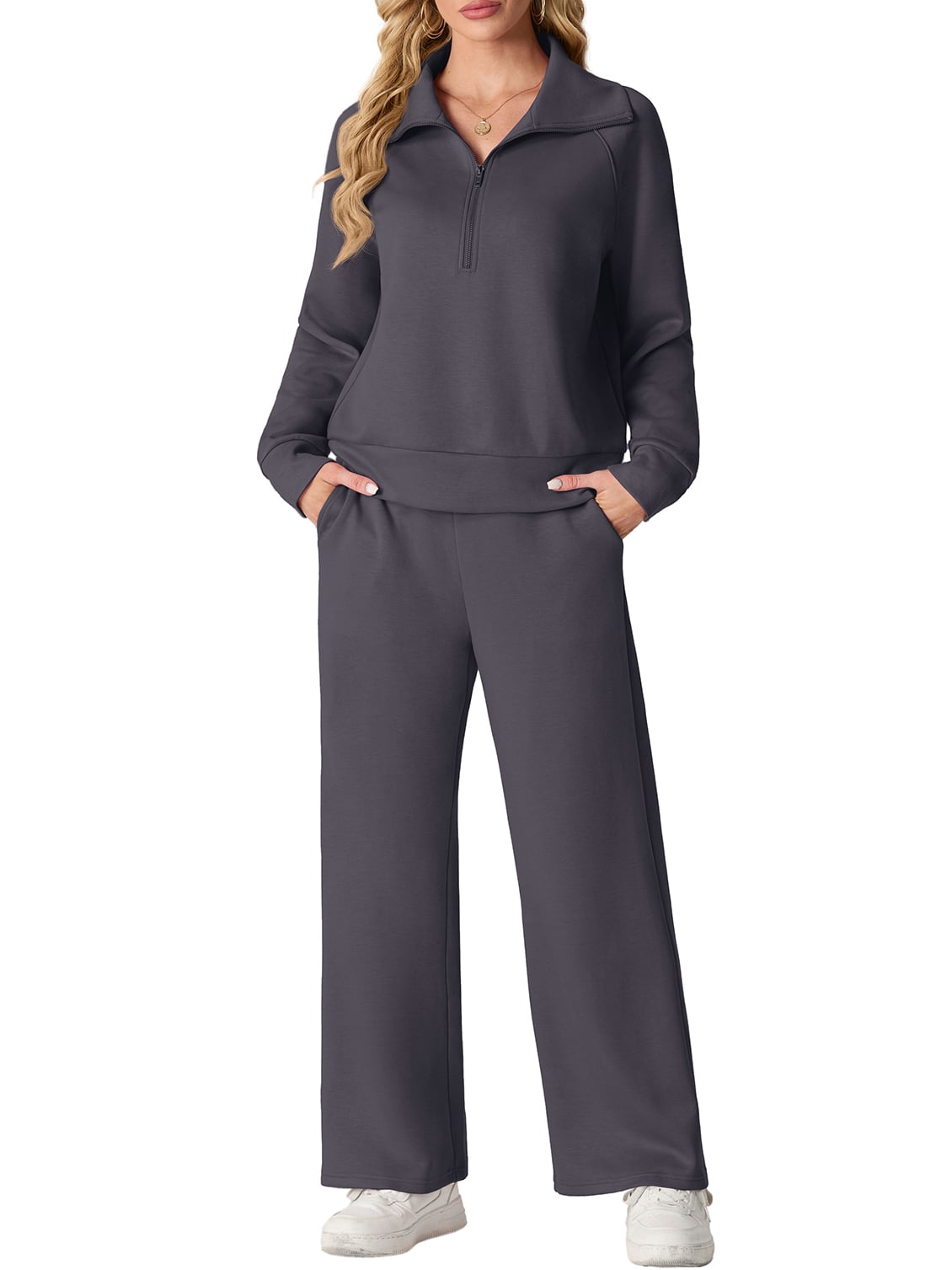 Cueply 2 Piece Sets for Women Outfits Sweatsuits Long Sleeve Sweatshirts Sweatpant Lounge Set with Pockets
