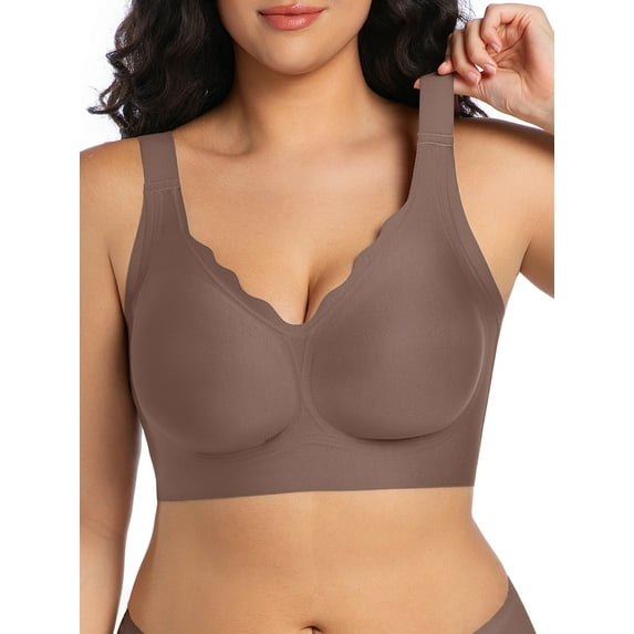 Cueply Bras for Women Supportive Wireless Push Up Bra Full Coverage No Underwear Seamless T-Shirt Bra for Plus Size Women L-4XL