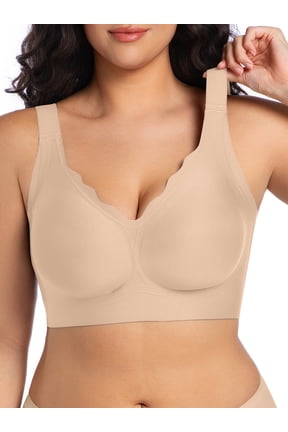 Bras for Women Supportive Wireless Push Up Bra Full Coverage No Underwear Seamless T-Shirt Bra for Plus Size Women L-4XL