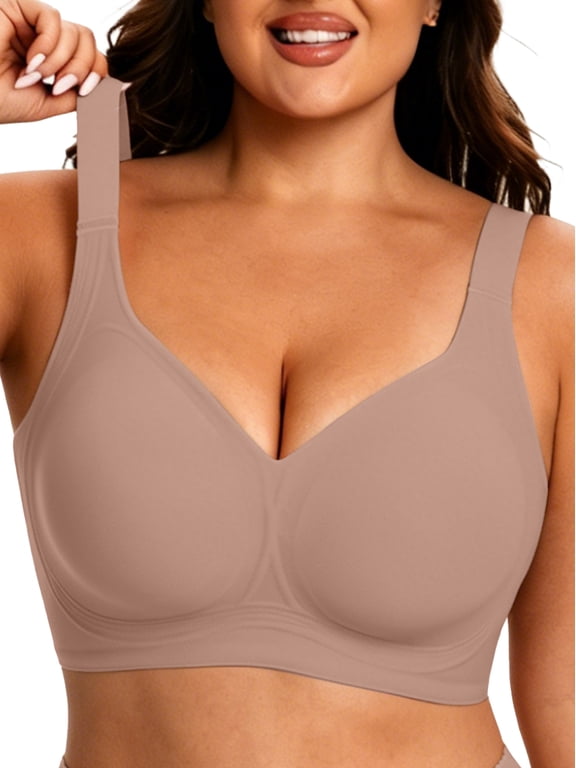 Bras for Women Plus Size Wireless Bra Full Coverage Support Wide Strap Seamless Comfort