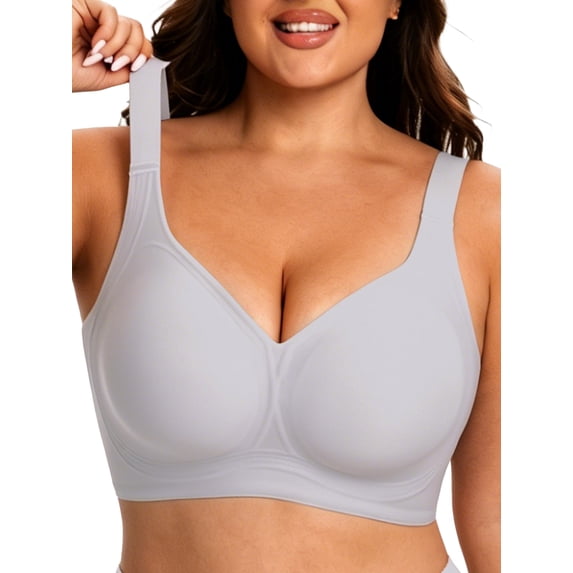 Cueply Bras for Women Plus Size Wireless Bra Full Coverage Support Wide Strap Seamless Comfort