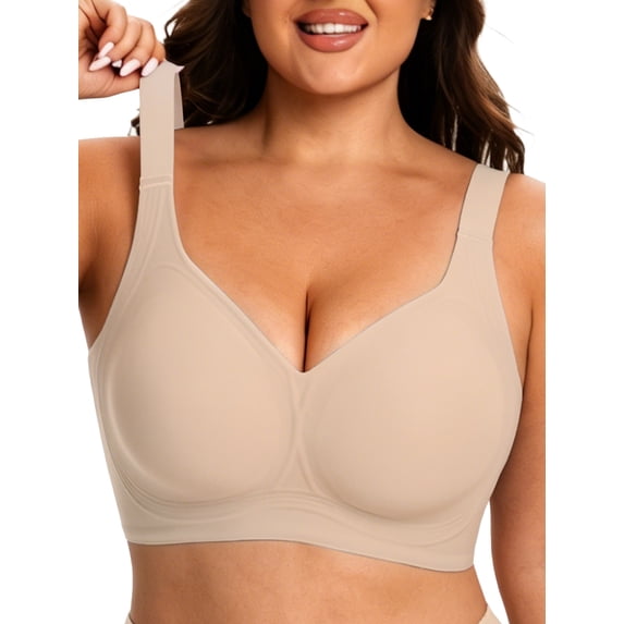 Cueply Bras for Women Plus Size Wireless Bra Full Coverage Support Wide Strap Seamless Comfort