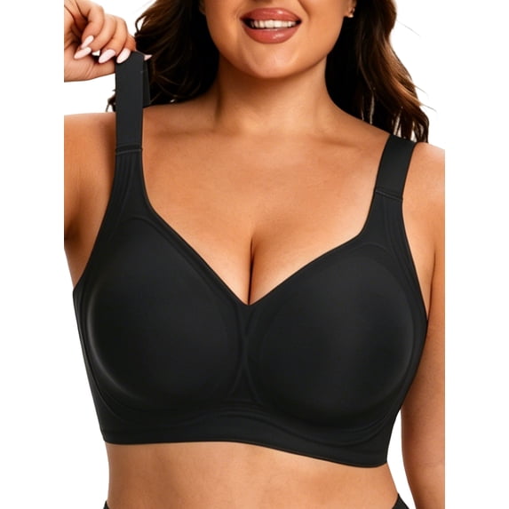 Cueply Bras for Women Plus Size Wireless Bra Full Coverage Support Wide Strap Seamless Comfort