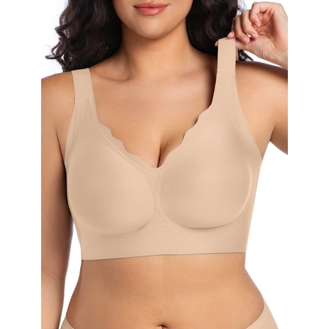 Bras for Women Supportive Wireless Push Up Bra Full Coverage No Underwear Seamless T-Shirt Bra for Plus Size Women L-4XL