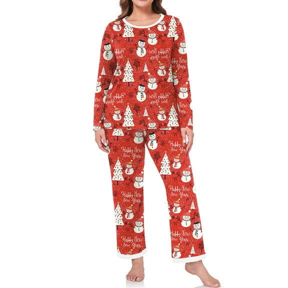 Cueply Christmas Womens Plus Size Pajamas Long Sleeve Pjs Sets Loungewear Sleepwear 1X-4X