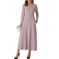 thumbnail image 1 of Cueply Dresses for Women Casual Long Sleeve Fall Spring Mock Neck Pullover Long Dresses with Pockets, 1 of 7