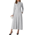 thumbnail image 1 of Cueply Dresses for Women Casual Long Sleeve Fall Spring Mock Neck Pullover Long Dresses with Pockets, 1 of 7
