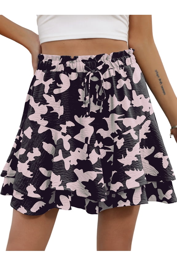 Flowy Shorts for Women Mini Tennis Skirt Ruffle Tiered Skorts Running Workout Sports Shorts