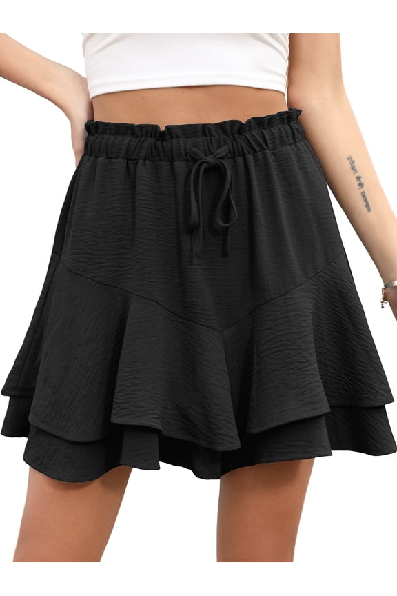 Flowy Shorts for Women Mini Tennis Skirt Ruffle Tiered Skorts Running Workout Sports Shorts